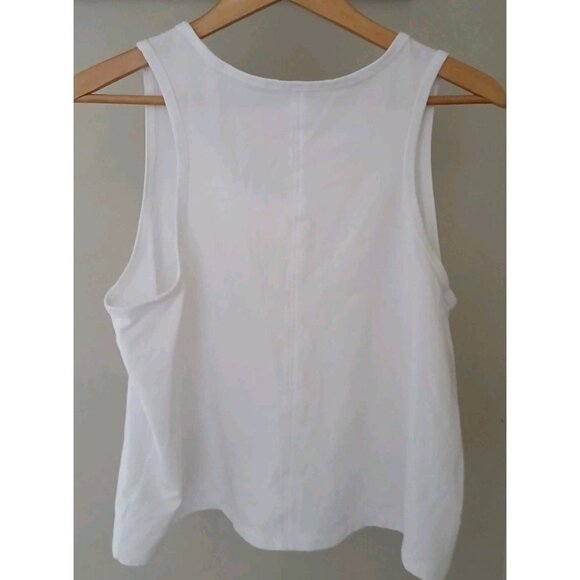Athleta Essentials Tank Top Size Large White Scoop Neck Gym Cotton - Picture 7 of 8